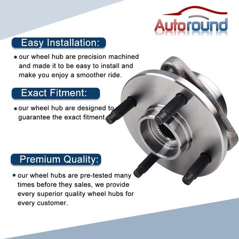 Autoround 513205 Front Wheel Bearing and Hub Assembly Fit for Chevy Cobalt 2005-2010, Saturn Ion 2003-2007, Pontiac G5 2007-2010, Pursuit 2005-2006, 4 Lugs Non-ABS, 2-Pack in Saudi Arabia