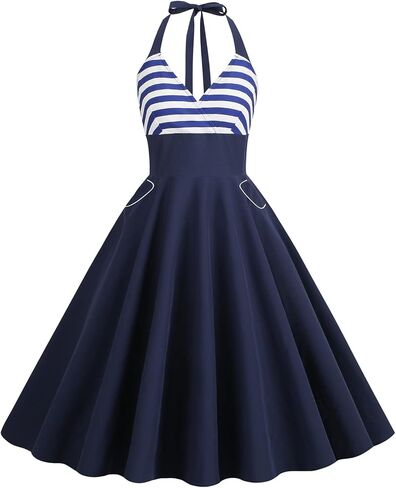 OBEEII Womens 4th of July Dress Retro Spaghetti Strap American Flag Midi Dress Summer Cocktail A-line Swing Dress in Saudi Arabia