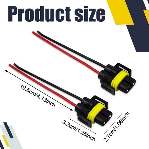 2PCS H11 H9 H8 880 881 Female Nylon Adapter Wiring Harness Sockets Wire, 9005 9006 Pigtail Sockets Harness Replacement Part for Headlights or Fog Lights in Saudi Arabia