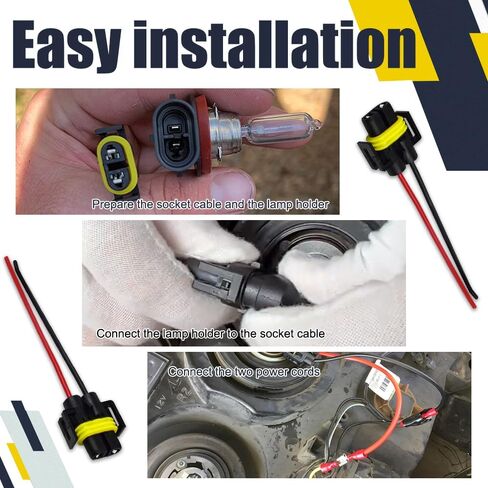 2PCS H11 H9 H8 880 881 Female Nylon Adapter Wiring Harness Sockets Wire, 9005 9006 Pigtail Sockets Harness Replacement Part for Headlights or Fog Lights in Saudi Arabia