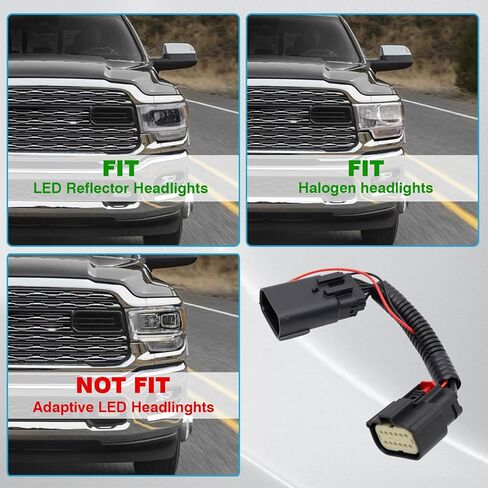 Parking Light Adapter LED Headlight Plug n Play Harness Fit For 2019+ Ram 2500 3500 w/Halogen Headlight Only, w/LED Reflector Headlight Only Power For Grille Lights Backlights Switch Panel Wiring in Kuwait