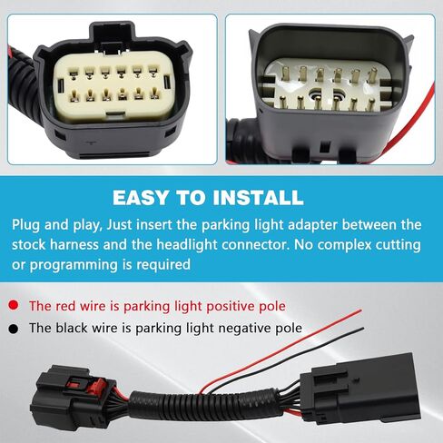 Parking Light Adapter LED Headlight Plug n Play Harness Fit For 2019+ Ram 2500 3500 w/Halogen Headlight Only, w/LED Reflector Headlight Only Power For Grille Lights Backlights Switch Panel Wiring in Kuwait
