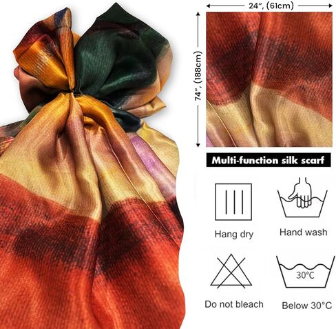 Designs By Teri Silk Head Scarf for Women, Thin and Lightweight Hair Scarf, Satin Silk Purse Scarf for Handbags in Saudi Arabia