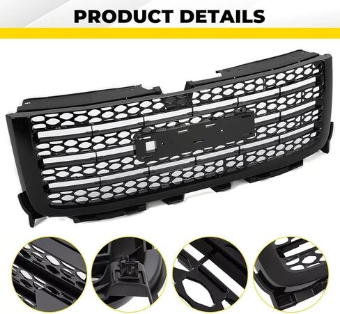 مناسبة لشبكة المصد الأمامي لـ 2011-2014 Chevy Silverado & GMC Sierra 2500/3500 HD - شبكة حماية من الصدمات البلاستيكية السوداء المتينة مع استبدال الشعار (رقم الجزء: 20966057) in Saudi Arabia