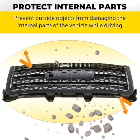 مناسبة لشبكة المصد الأمامي لـ 2011-2014 Chevy Silverado & GMC Sierra 2500/3500 HD - شبكة حماية من الصدمات البلاستيكية السوداء المتينة مع استبدال الشعار (رقم الجزء: 20966057) in Saudi Arabia