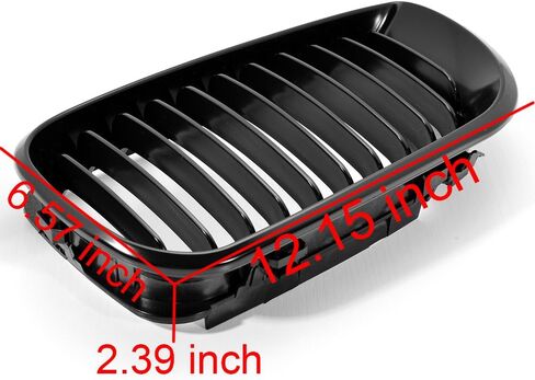 استبدال مصبغة الكلى ذات الخط الواحد باللون الأسود غير اللامع لسيارة BMW E46 3-Series 320i 325i 325xi 330i 330xi 4-Door Sedan Wagon LCI 2002 2003 2004 2005 OE # 51137030545، 51137030546 in Kuwait