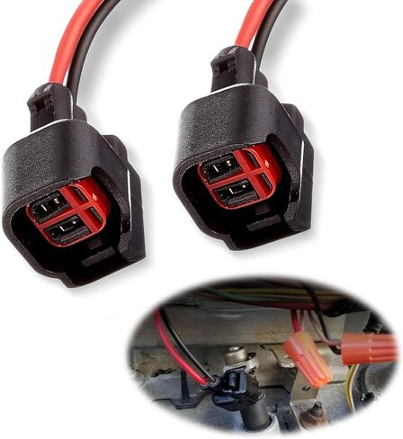 2 PCS Car Fuel Injector Connector, EV6 EV14 Low-frequency Leaded Multi-Functional Wire Pigtail Connector, Replacement Modification Accessories, Compatible with Most Car Models (Black) in Kuwait
