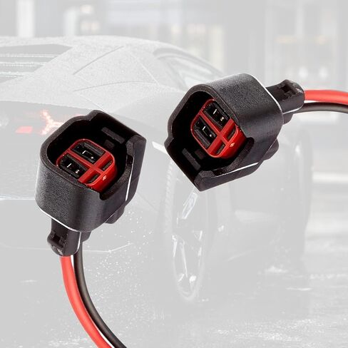 2 PCS Car Fuel Injector Connector, EV6 EV14 Low-frequency Leaded Multi-Functional Wire Pigtail Connector, Replacement Modification Accessories, Compatible with Most Car Models (Black) in Kuwait