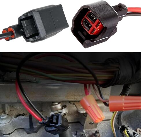 2 PCS Car Fuel Injector Connector, EV6 EV14 Low-frequency Leaded Multi-Functional Wire Pigtail Connector, Replacement Modification Accessories, Compatible with Most Car Models (Black) in Kuwait