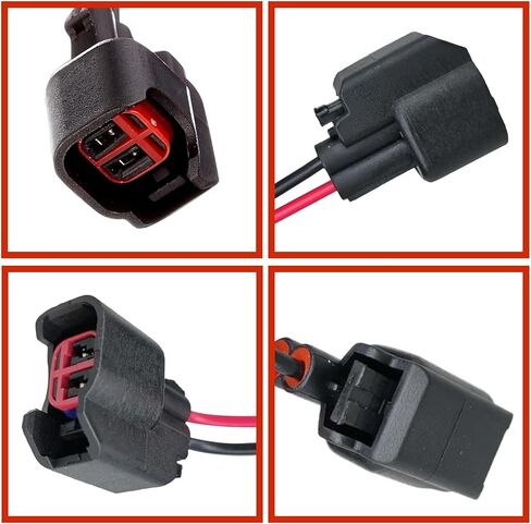 2 PCS Car Fuel Injector Connector, EV6 EV14 Low-frequency Leaded Multi-Functional Wire Pigtail Connector, Replacement Modification Accessories, Compatible with Most Car Models (Black) in Kuwait