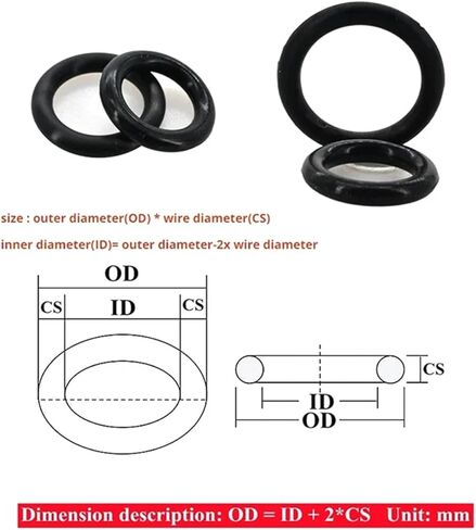 Rubber O-Ring Seals 8.6mm Wire Diameter x 50-500mm OD, Resistance to(OD 55mm 5Pcs) in Kuwait