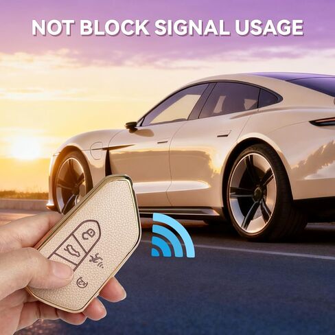 غطاء مفتاح جلدي ناعم من مادة TPU والجلد، متوافق مع VW Volkswagen Atlas ID.3 ID.4 Golf 8 GTI R Seat Leon MK4 2020-2026، واقي مفتاح السيارة مع سلسلة مفاتيح (بني، 5 أزرار) in Kuwait
