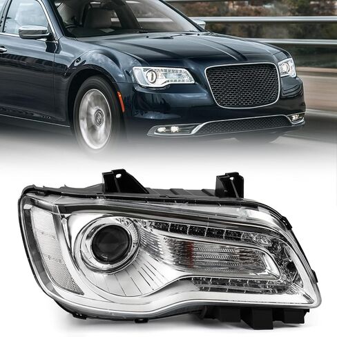 مصابيح أمامية هالوجين FIONE متوافقة مع Chrysler 300/300C 2015 2016 2017 2018 مجموعة المصابيح الأمامية مع استبدال الحافة البيضاء جانب الركاب الأيمن RH CH2503269 68214382AD in Saudi Arabia