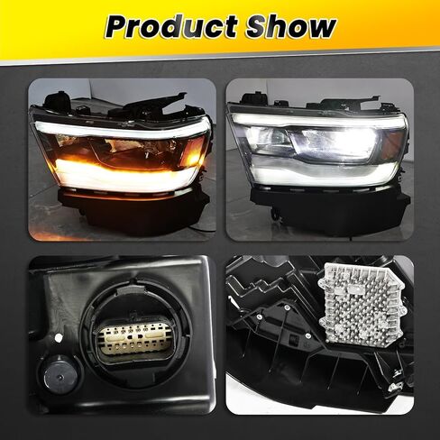 Pair Driver Passenger Side Headlight Assembly Compatible with 2019-2023 Ram 1500 w/DRL Front Left Right HeadLamp CH2502320 CH2502321 CH2503320 CH2503321 W/O Harness in Kuwait