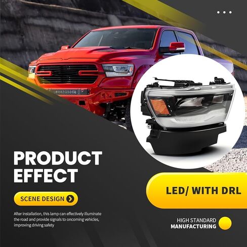 Pair Driver Passenger Side Headlight Assembly Compatible with 2019-2023 Ram 1500 w/DRL Front Left Right HeadLamp CH2502320 CH2502321 CH2503320 CH2503321 W/O Harness in Kuwait
