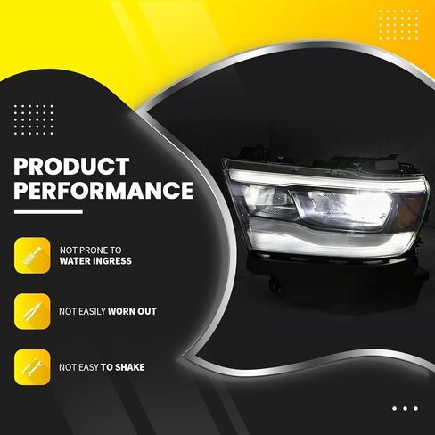 Pair Driver Passenger Side Headlight Assembly Compatible with 2019-2023 Ram 1500 w/DRL Front Left Right HeadLamp CH2502320 CH2502321 CH2503320 CH2503321 W/O Harness in Kuwait