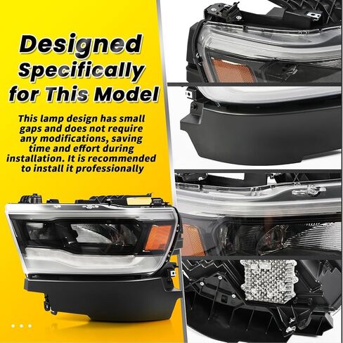 Pair Driver Passenger Side Headlight Assembly Compatible with 2019-2023 Ram 1500 w/DRL Front Left Right HeadLamp CH2502320 CH2502321 CH2503320 CH2503321 W/O Harness in Kuwait