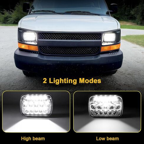 H6054 LED Headlights, 2Pcs Rectangular 5x7 7x6 LED Headlight Hi/Low Sealed Beam Headlamp H4 9003 Plug 6054 H5054 Compatible with Cherokee XJ/Wrangler YJ Puckup Truck Van in Kuwait