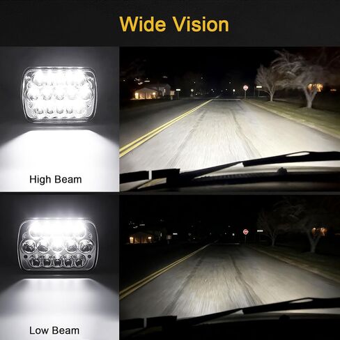 H6054 LED Headlights, 2Pcs Rectangular 5x7 7x6 LED Headlight Hi/Low Sealed Beam Headlamp H4 9003 Plug 6054 H5054 Compatible with Cherokee XJ/Wrangler YJ Puckup Truck Van in Kuwait