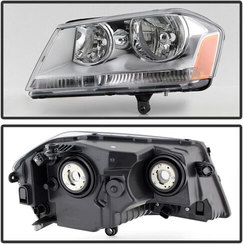 ACANII - For 2008-2014 Dodge Avenger Chrome Housing Headlights Headlamps Replacement Pair Set Driver + Passenger Side in Saudi Arabia