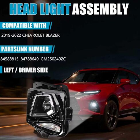 مجموعة مصابيح الرأس لسيارة Chevy Blazer 2019-2022، مجموعة المصابيح الأمامية لمصابيح الرأس طراز HID/Xenon Factory OEM لسيارة Chevy Chevy Blazer 2019 2020 2021 2022 84588816، 84788650، GM2503492C، جانب الركاب in Kuwait