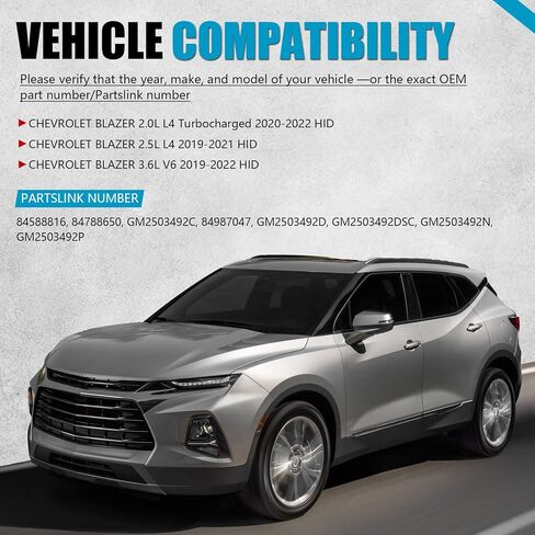 مجموعة مصابيح الرأس لسيارة Chevy Blazer 2019-2022، مجموعة المصابيح الأمامية لمصابيح الرأس طراز HID/Xenon Factory OEM لسيارة Chevy Chevy Blazer 2019 2020 2021 2022 84588816، 84788650، GM2503492C، جانب الركاب in Kuwait