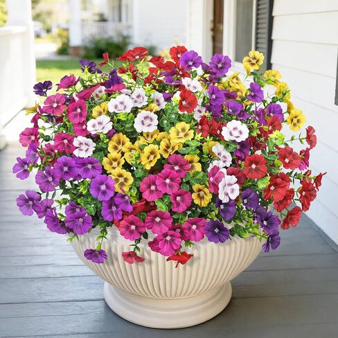 24 Bundles Artificial Flowers for Outdoors Fake Silk Flowers UV Resistant Faux Plants Eucalyptus for Spring Summer Decoration Planters Table Vase Garden Yard Porch Window Home, Multicolor in Saudi Arabia