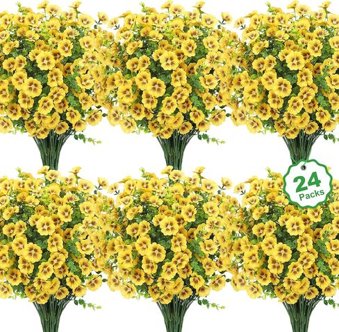 24 Bundles Artificial Flowers for Outdoors Fake Silk Flowers UV Resistant Faux Plants Eucalyptus for Spring Summer Decoration Planters Table Vase Garden Yard Porch Window Home, Multicolor in Saudi Arabia
