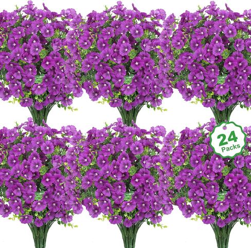 24 Bundles Artificial Flowers for Outdoors Fake Silk Flowers UV Resistant Faux Plants Eucalyptus for Spring Summer Decoration Planters Table Vase Garden Yard Porch Window Home, Multicolor in Saudi Arabia
