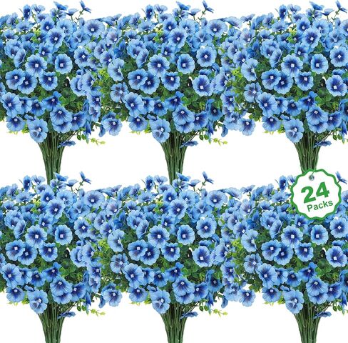 24 Bundles Artificial Flowers for Outdoors Fake Silk Flowers UV Resistant Faux Plants Eucalyptus for Spring Summer Decoration Planters Table Vase Garden Yard Porch Window Home, Multicolor in Saudi Arabia