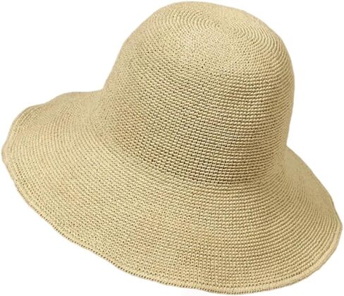 المرأة القش قبعة الشمس الصيف قبعات الشاطئ طوي قبعة مرنة واسعة حافة دلو قبعة الصلبة اليدوية قبعات الحماية من الشمس in Kuwait