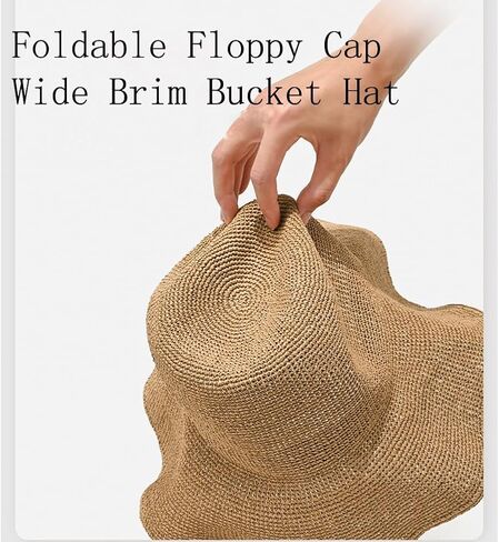 المرأة القش قبعة الشمس الصيف قبعات الشاطئ طوي قبعة مرنة واسعة حافة دلو قبعة الصلبة اليدوية قبعات الحماية من الشمس in Kuwait