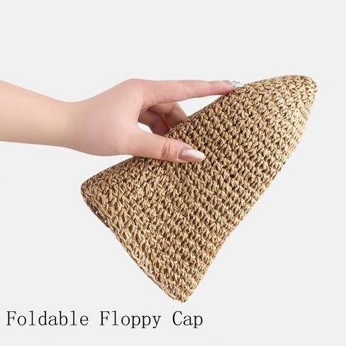 المرأة القش قبعة الشمس الصيف قبعات الشاطئ طوي قبعة مرنة واسعة حافة دلو قبعة الصلبة اليدوية قبعات الحماية من الشمس in Kuwait