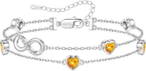 Iefil Birthstone Bracelets for Women - 925 Sterling Silver Infinity Heart Birthstone Charm Link Bracelet, Anniversary Birthday Gifts for Women Wife Mom Girlfriend Daughter, 6"+2" in Saudi Arabia