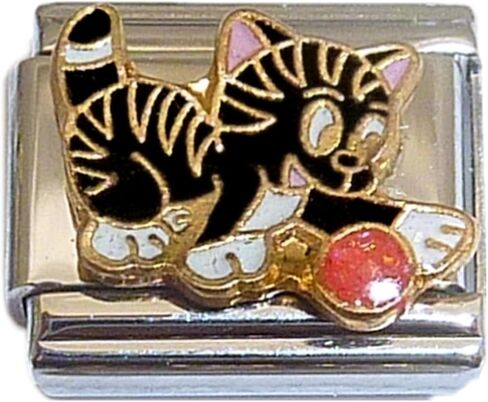 NewCharms Black Cat Playing With Yarn Italian Charm in Saudi Arabia