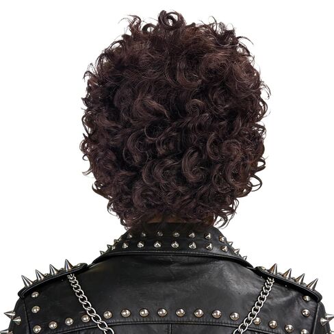 Brown Curly Wig Men 70s 80s Short Fluffy Afro Wig Heat Resistant Synthetic Hair for Halloween Party Costume Daily Use (Brown) in Kuwait