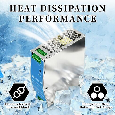 NDR-120-24 Din Rail Power Supply، 120W 24V 5A AC إلى DC Switching Converter، 100-240VAC مدخل عالمي، مع ضبط الجهد ومؤشر DC OK in Kuwait