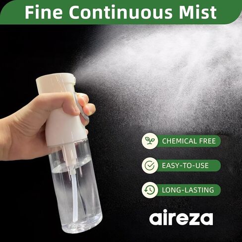 Continuous Spray Bottle – Patented Superior Ultra-Fine Mist Sprayer for Hair Styling, Plants & Cleaning, Durable 360° Leak-Proof BPA-Free Refillable Mister, White 300 ml / 10 oz in Saudi Arabia