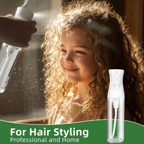 Continuous Spray Bottle – Patented Superior Ultra-Fine Mist Sprayer for Hair Styling, Plants & Cleaning, Durable 360° Leak-Proof BPA-Free Refillable Mister, White 300 ml / 10 oz in Saudi Arabia