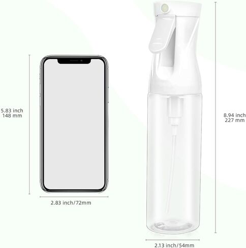 Continuous Spray Bottle – Patented Superior Ultra-Fine Mist Sprayer for Hair Styling, Plants & Cleaning, Durable 360° Leak-Proof BPA-Free Refillable Mister, White 300 ml / 10 oz in Saudi Arabia