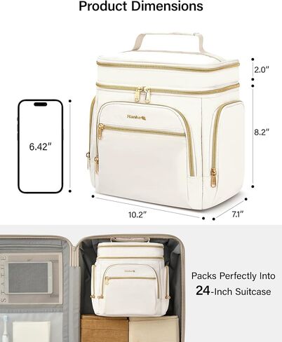 Hanke Large Toiletry Bag for Women Travel, Double Layer Organizer with Wide Opening for Full-Size Cosmetics & Toiletries, 12.2L Water-Resistant Makeup Bag,Off White in Saudi Arabia