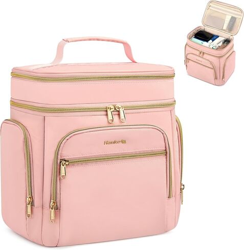 Hanke Large Toiletry Bag for Women Travel, Double Layer Organizer with Wide Opening for Full-Size Cosmetics & Toiletries, 12.2L Water-Resistant Makeup Bag,Off White in Saudi Arabia