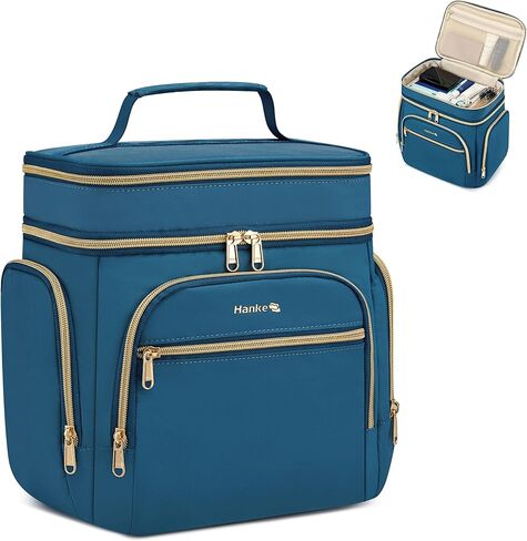 Hanke Large Toiletry Bag for Women Travel, Double Layer Organizer with Wide Opening for Full-Size Cosmetics & Toiletries, 12.2L Water-Resistant Makeup Bag,Off White in Saudi Arabia