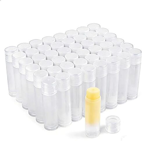 50pcs Lip Balm tubes Empty, 5.5ml (3/16 Oz), Clear Lip Balm Container Tubes Bulk with White Caps, BPA Free & Leak Free, Refillable in Saudi Arabia