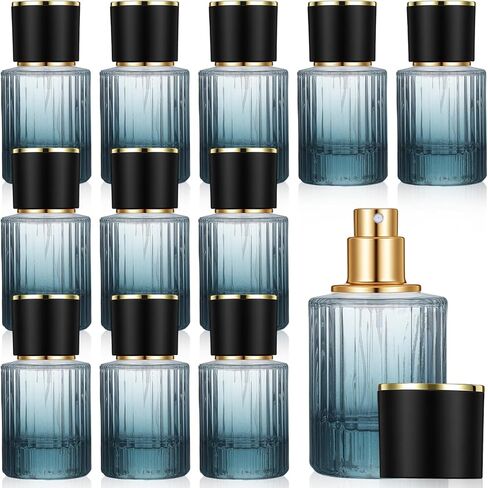 12 قطعة 30 مل زجاجات عطر كولونيا فارغة قابلة لإعادة الملء للسفر، زجاجات رذاذ عطر فارغة أنيقة للرجال والنساء، مجموعة حاوية عطر محمولة (أسود) in Kuwait
