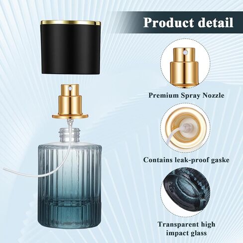 12 قطعة 30 مل زجاجات عطر كولونيا فارغة قابلة لإعادة الملء للسفر، زجاجات رذاذ عطر فارغة أنيقة للرجال والنساء، مجموعة حاوية عطر محمولة (أسود) in Kuwait