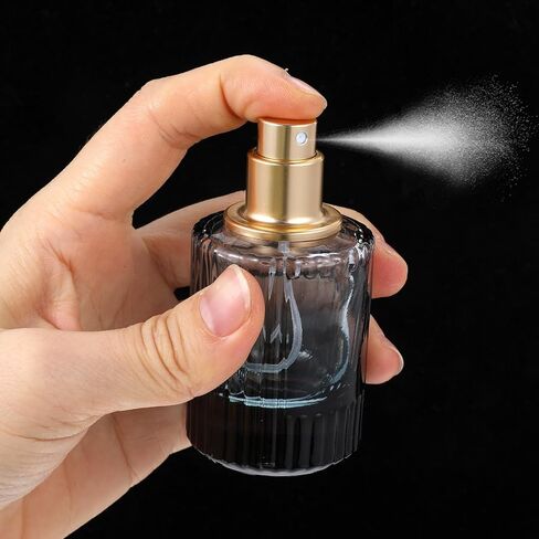 12 قطعة 30 مل زجاجات عطر كولونيا فارغة قابلة لإعادة الملء للسفر، زجاجات رذاذ عطر فارغة أنيقة للرجال والنساء، مجموعة حاوية عطر محمولة (أسود) in Kuwait