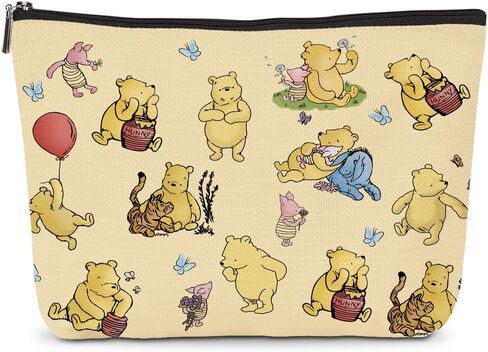 قطعة واحدة من هدية ديكور ويني اللطيفة للنساء، حقائب مكياج ويني كلاسيكية، حقيبة مكياج بوه بسحاب، حقيبة مكياج صفراء للسفر، مثالية لهدايا عيد ميلاد النساء والفتيات in Kuwait