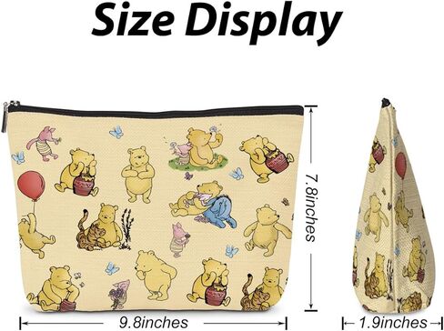 قطعة واحدة من هدية ديكور ويني اللطيفة للنساء، حقائب مكياج ويني كلاسيكية، حقيبة مكياج بوه بسحاب، حقيبة مكياج صفراء للسفر، مثالية لهدايا عيد ميلاد النساء والفتيات in Kuwait