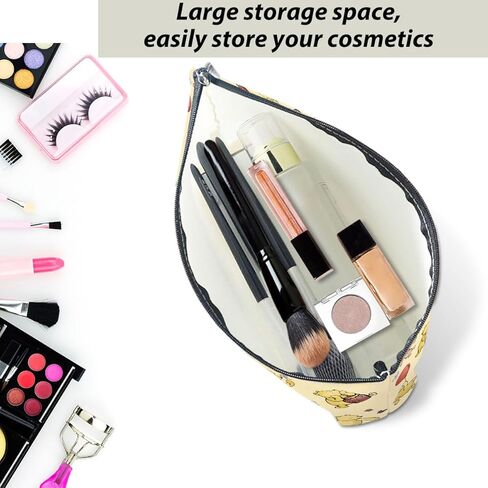 قطعة واحدة من هدية ديكور ويني اللطيفة للنساء، حقائب مكياج ويني كلاسيكية، حقيبة مكياج بوه بسحاب، حقيبة مكياج صفراء للسفر، مثالية لهدايا عيد ميلاد النساء والفتيات in Kuwait